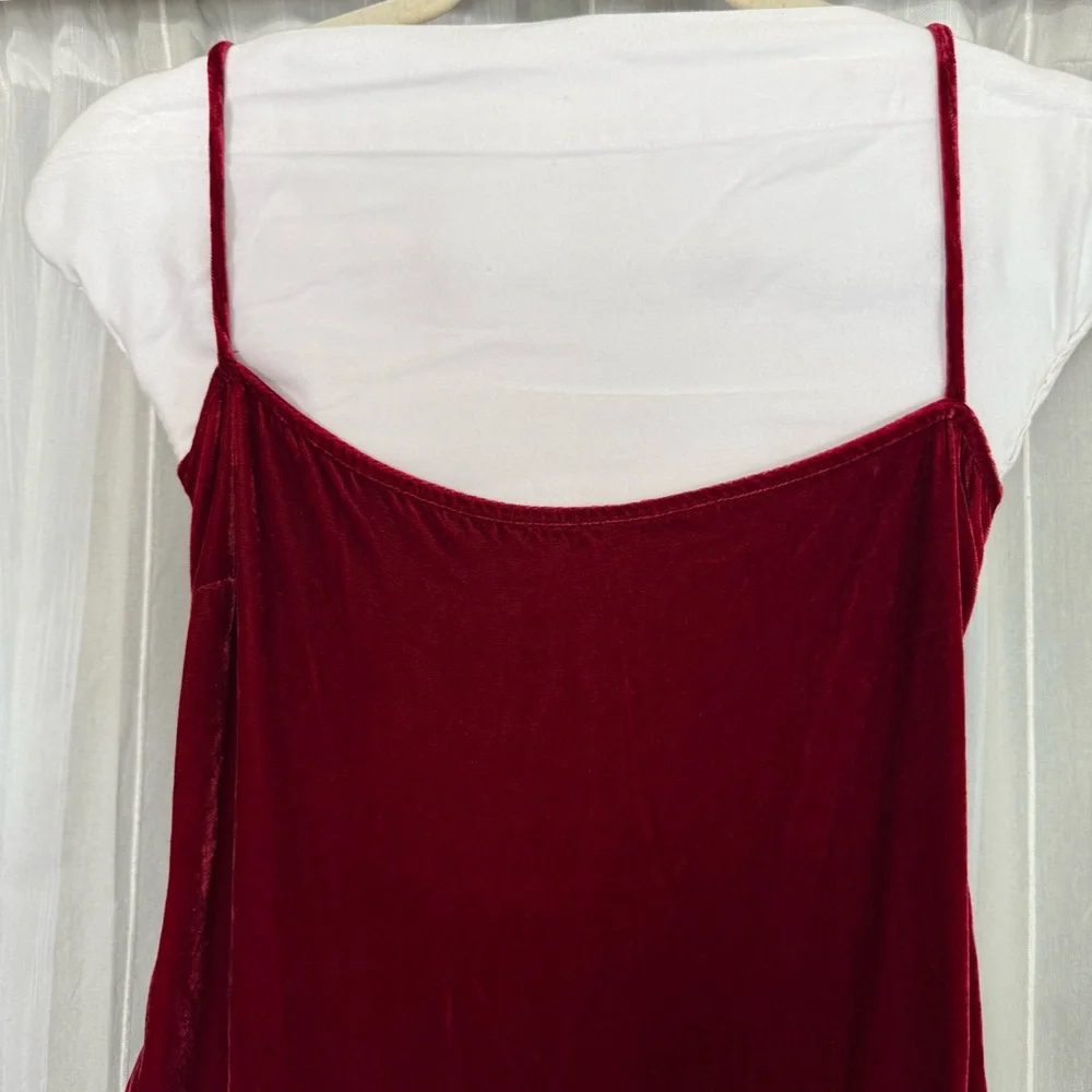 Reformation Crimini Velvet Midi Dress Red Slit Holiday Cocktail Dress S - Picture 4 of 11